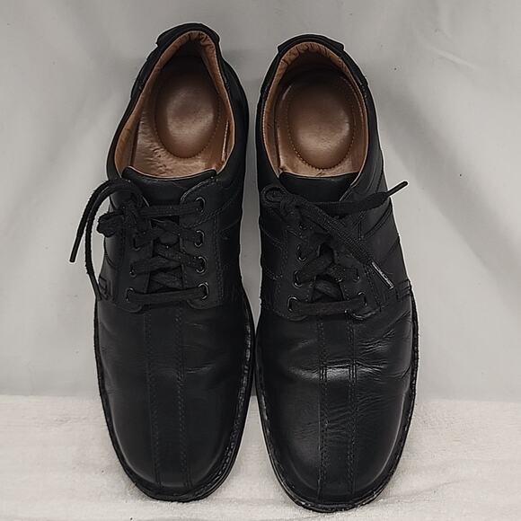 CLARKS TOUAREG VIBE BLACK LEATHER OXFORDS MENS 12 M GUC MADE IN INDIA - Picture 15 of 16